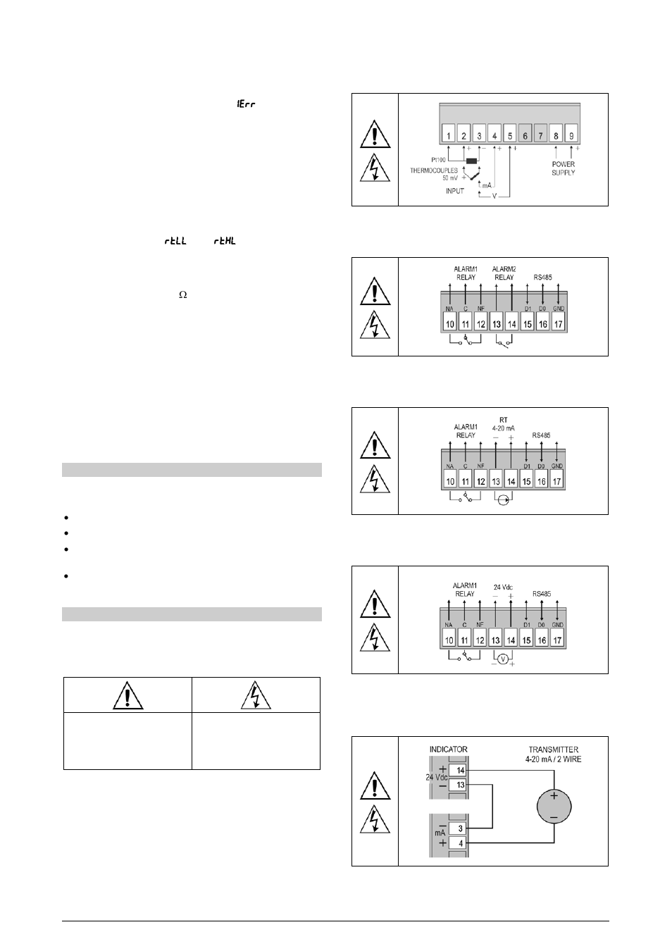 Installation / connections, Safety alerts | NOVUS N1040i Indicator User Manual | Page 2 / 6