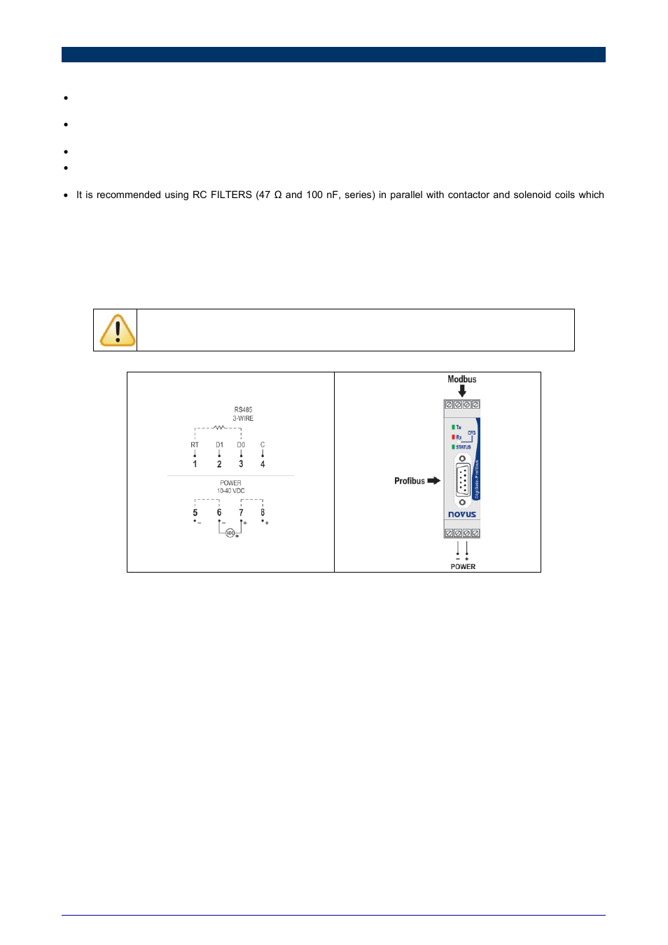 Electrical installation, Recommendations for installation, Electrical connections | NOVUS DigiGate Profibus User Manual | Page 3 / 11