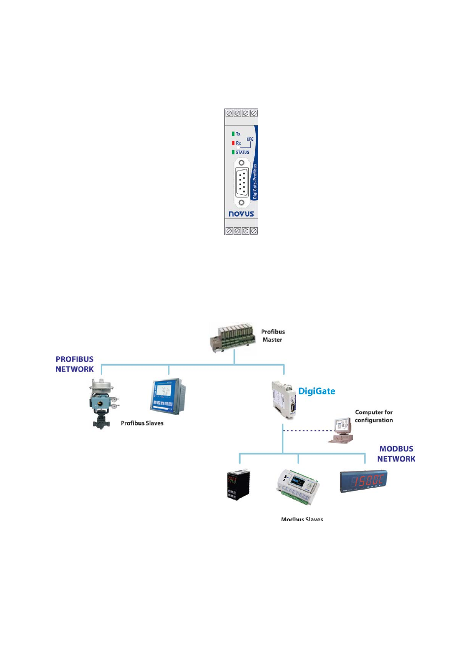 Front lit indicators for communication and status, Operation principle | NOVUS DigiGate Profibus User Manual | Page 6 / 11