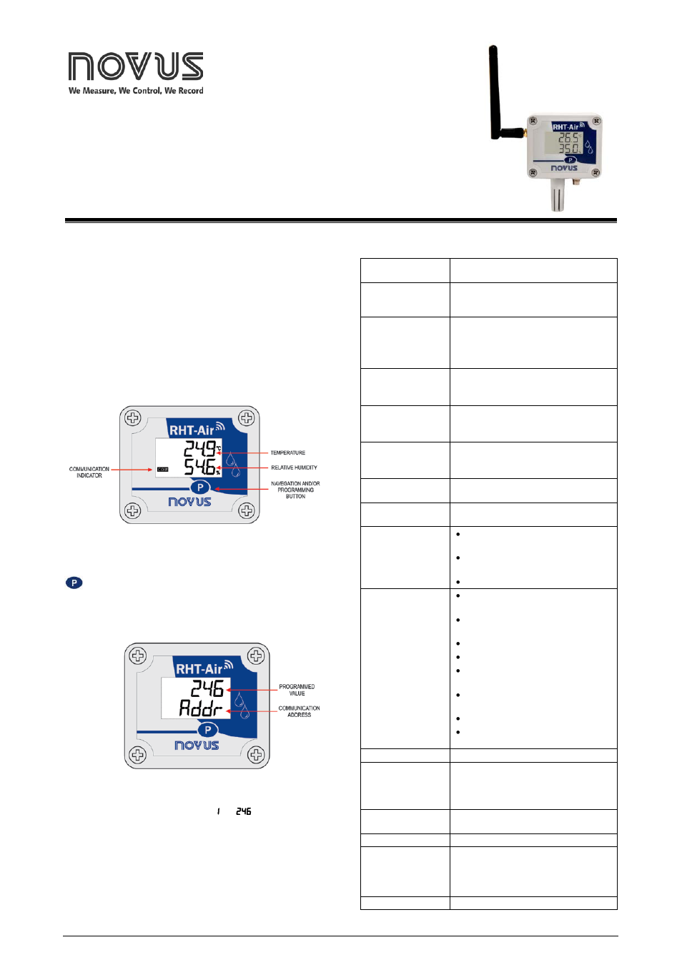 NOVUS RHT-Air User Manual | 8 pages