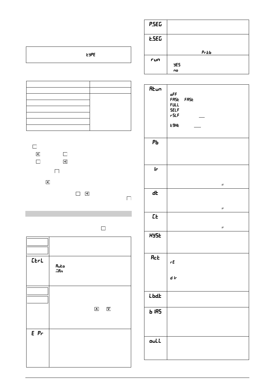 Description of the parameters, Operation cycle, Cycle of tuning | E pr, P.seg, T.seg, Atvn, Kyst, Lbd.t, Bias | NOVUS Controller N1200 User Manual | Page 6 / 13