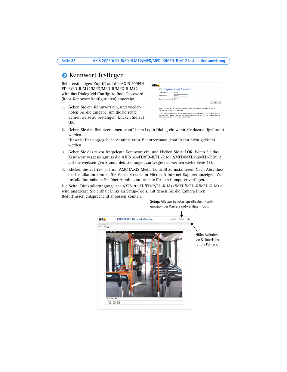 Kennwort festlegen, Seite 38), Auf seite 38) | Axis Communications 209MFD-R M12 User Manual | Page 38 / 73