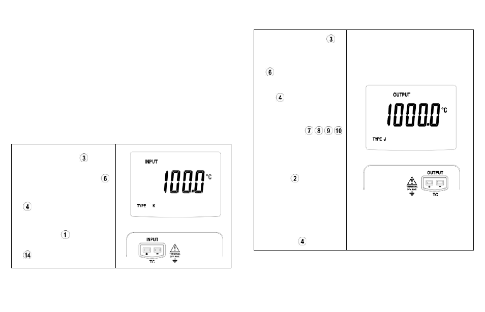 Model dc80t operating instructions, Thermocouple or mv measurement, Thermocouple or mv simulation | NOVUS DC80L User Manual | Page 4 / 13
