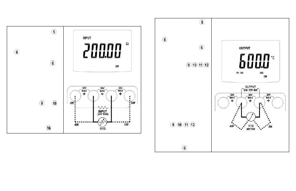 Model dc80r operating instructions, Rtd measurement, Rtd simulation | NOVUS DC80L User Manual | Page 7 / 13