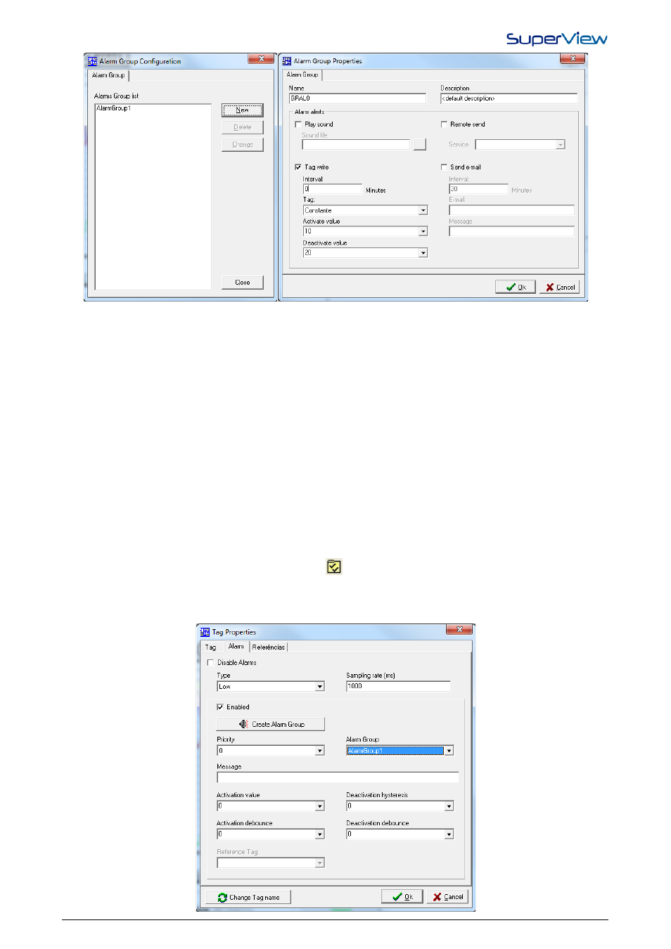 Defining the alarm parameters of a tag | NOVUS superview User Manual | Page 16 / 38