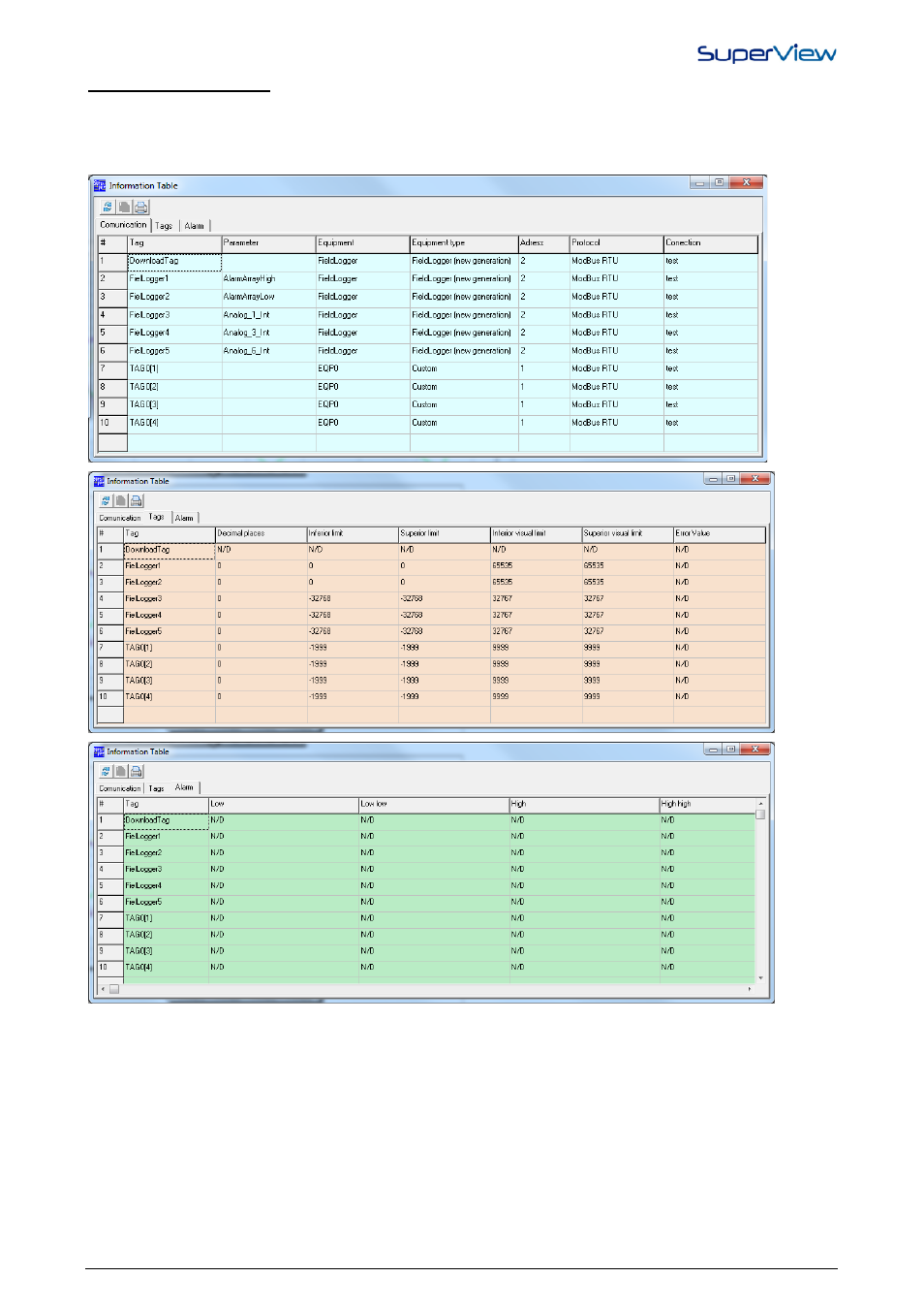 Information table | NOVUS superview User Manual | Page 29 / 38