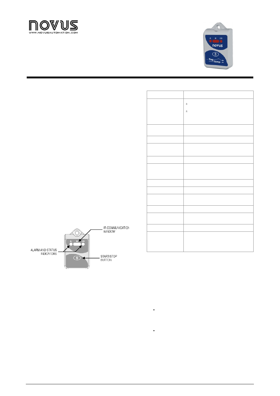 NOVUS TagTemp User Manual | 7 pages