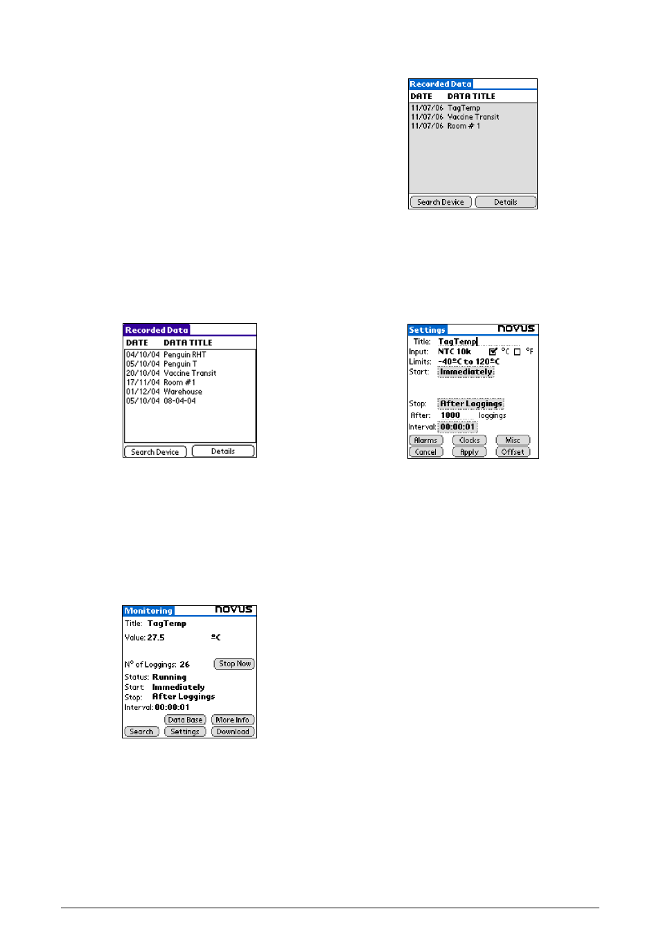 7 pda user, 1 accessing the loggers, 2 configuring the logger – settings | 7pda user | NOVUS TagTemp User Manual | Page 5 / 7