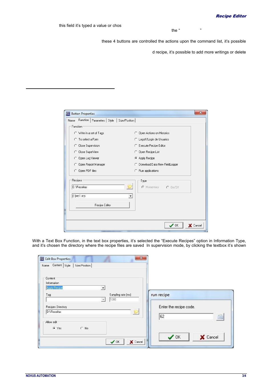 NOVUS RECIPE EDITOR User Manual | Page 3 / 4