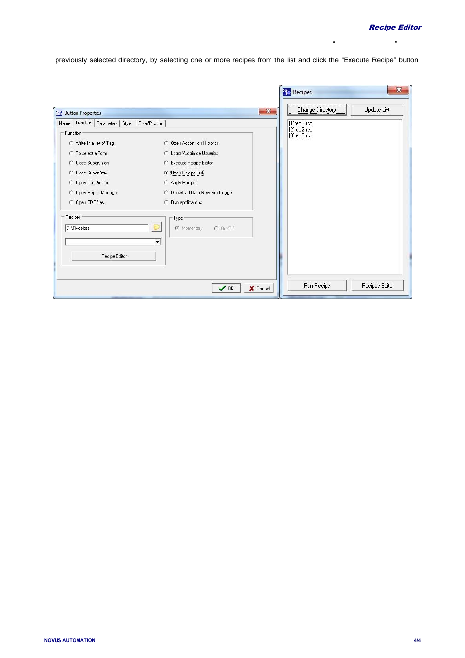 NOVUS RECIPE EDITOR User Manual | Page 4 / 4