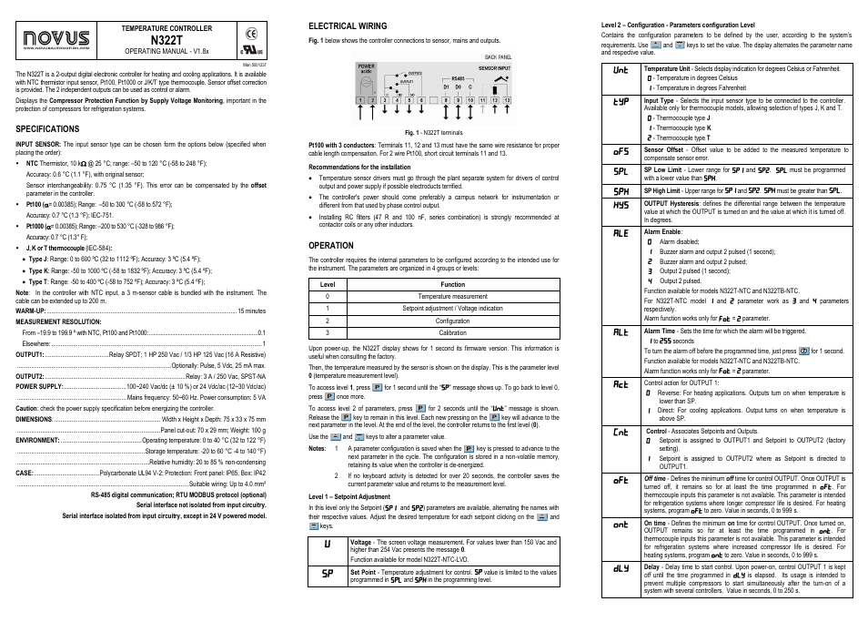 NOVUS N322T User Manual | 2 pages