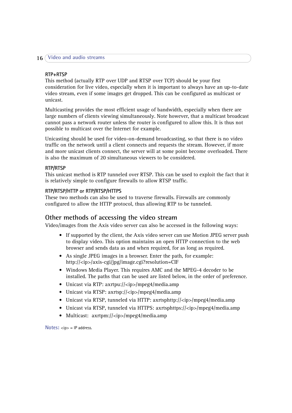Other methods of accessing the video stream | Axis Communications 243SA User Manual | Page 16 / 86