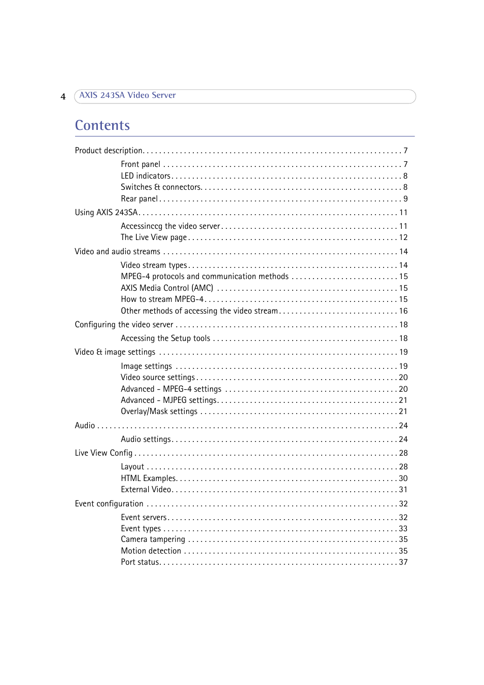 Axis Communications 243SA User Manual | Page 4 / 86