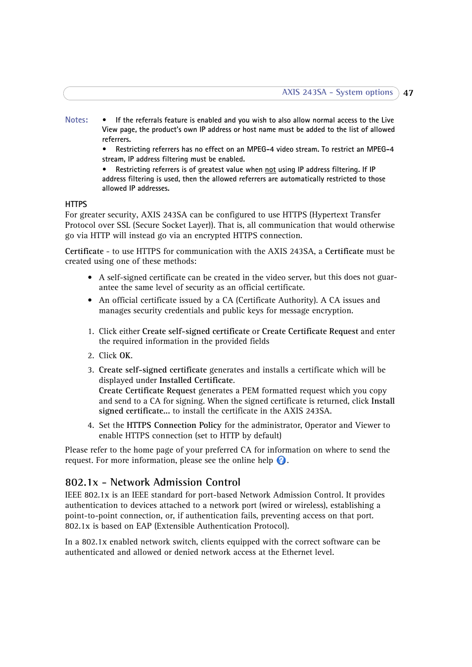 1x - network admission control | Axis Communications 243SA User Manual | Page 47 / 86