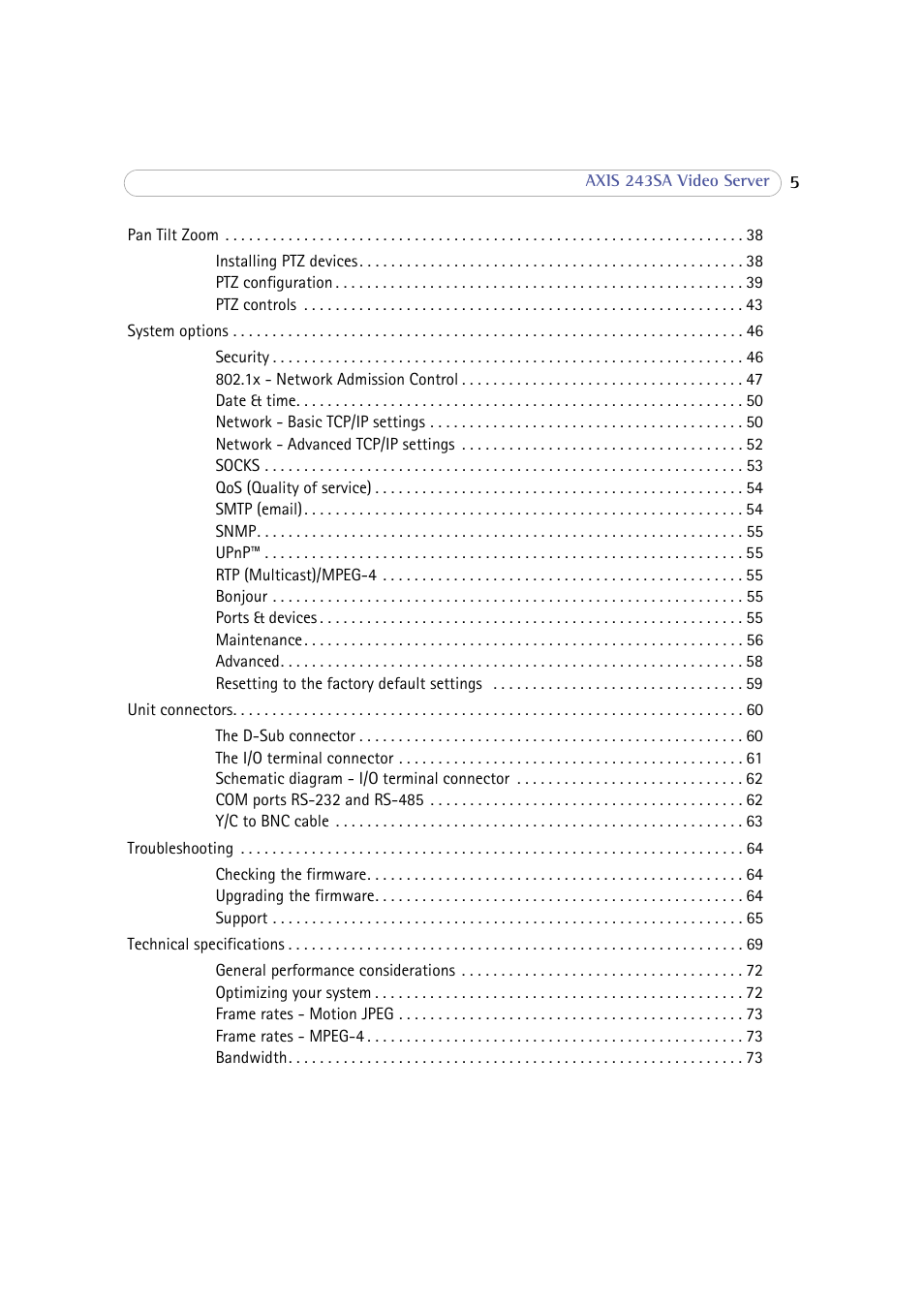 Axis Communications 243SA User Manual | Page 5 / 86