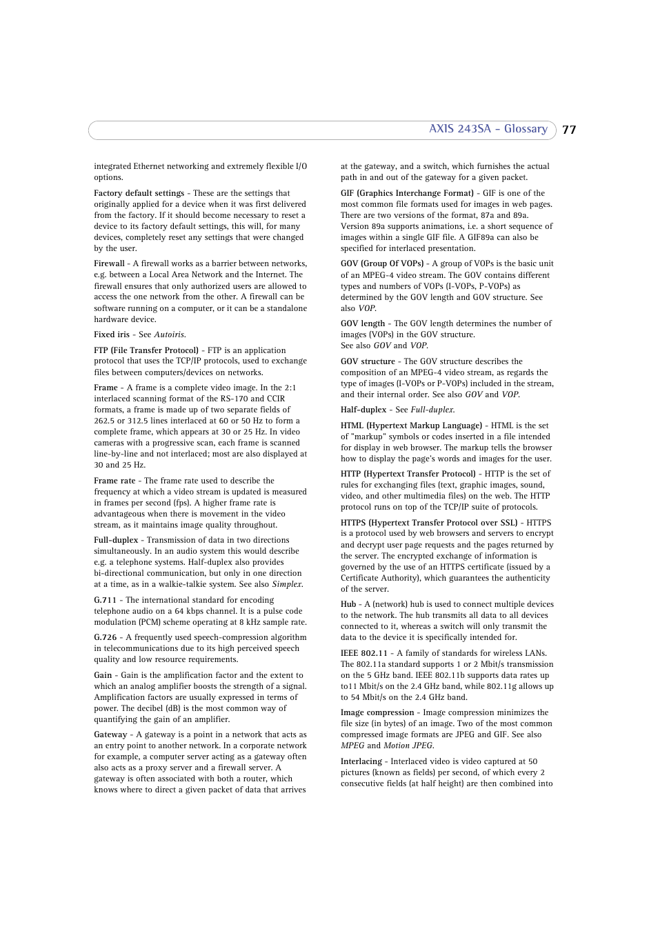 Axis Communications 243SA User Manual | Page 77 / 86