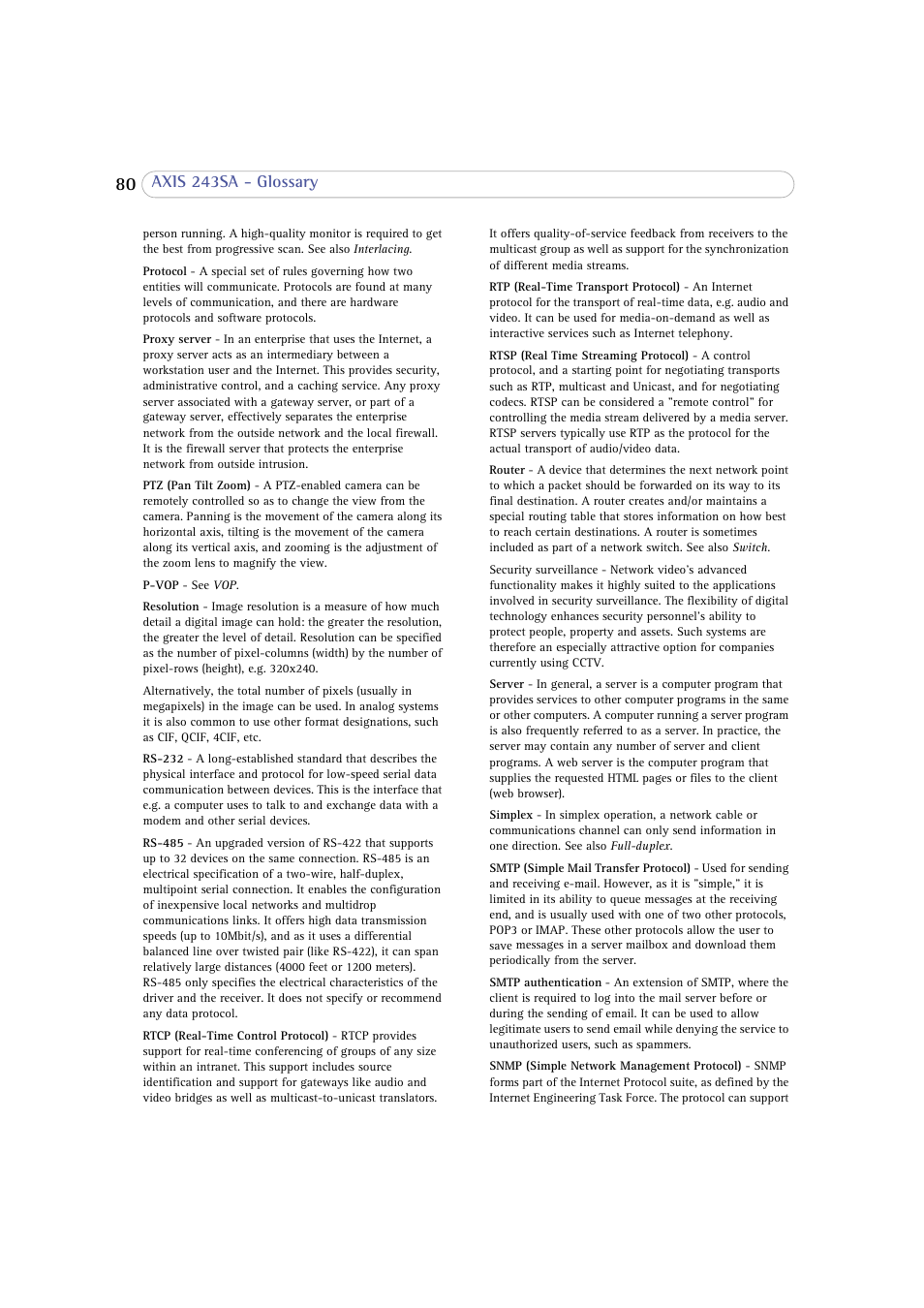 Axis Communications 243SA User Manual | Page 80 / 86