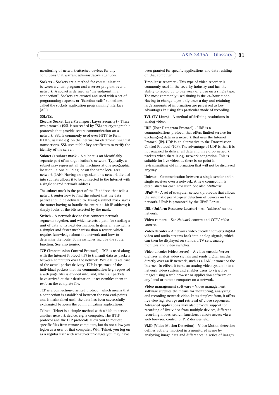 Axis Communications 243SA User Manual | Page 81 / 86