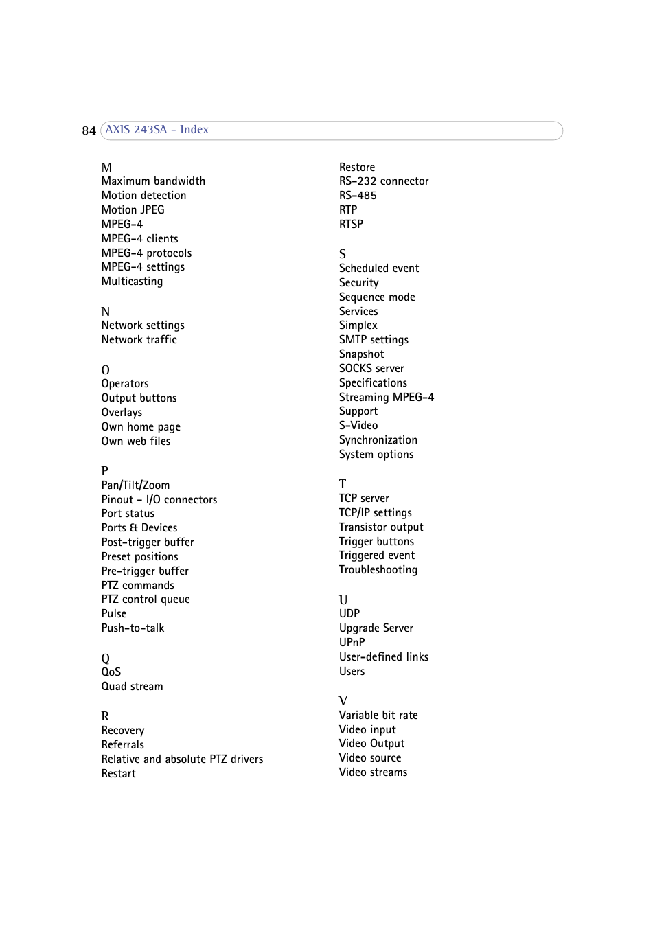 Axis Communications 243SA User Manual | Page 84 / 86