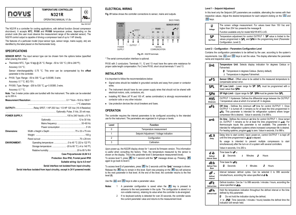 NOVUS N321R User Manual | 2 pages