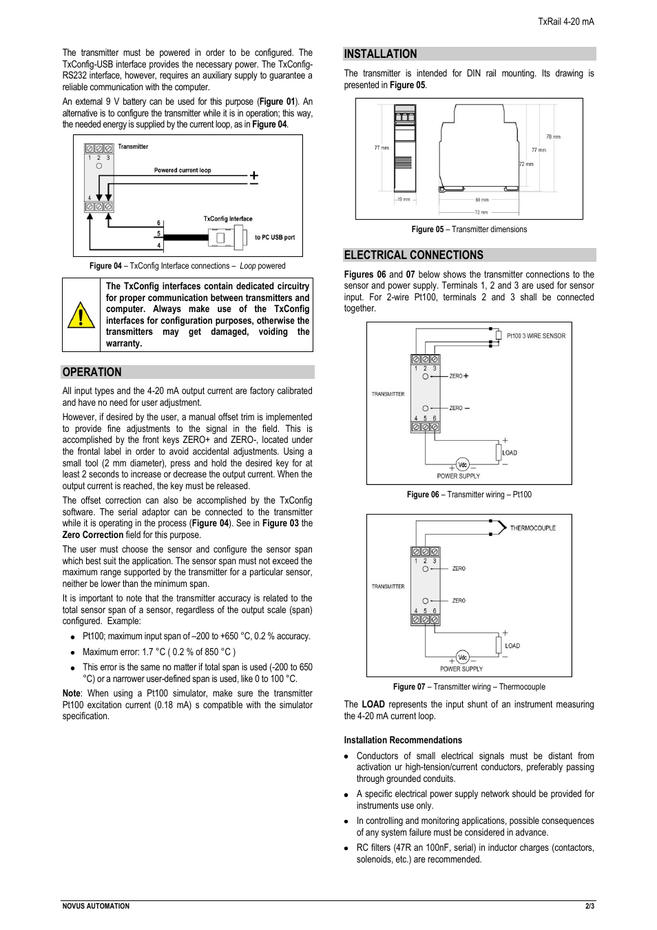 NOVUS TxRail 4-20 mA User Manual | Page 2 / 3