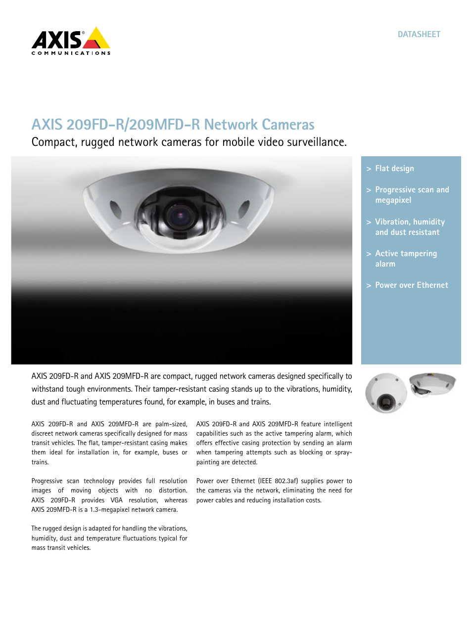 Axis Communications 209FD-R User Manual | 2 pages