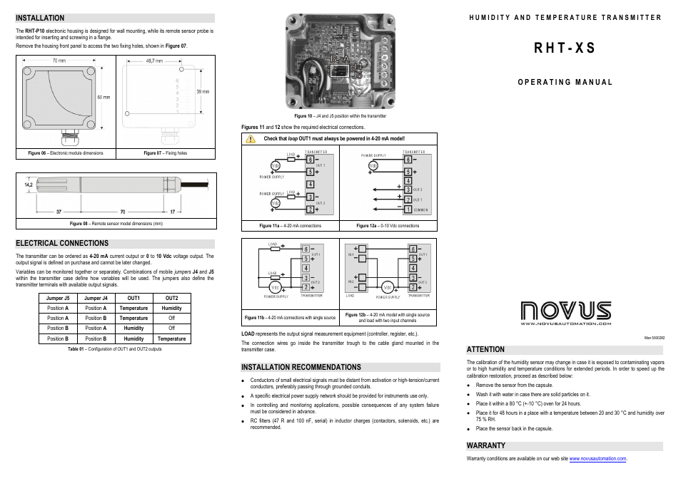 NOVUS RHT-XS User Manual | 2 pages