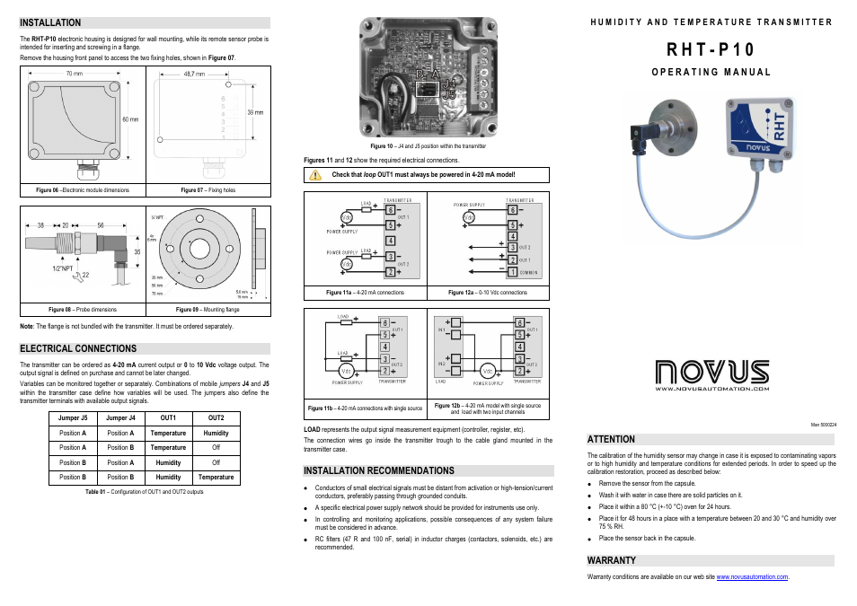 NOVUS RHT-P10 User Manual | 2 pages