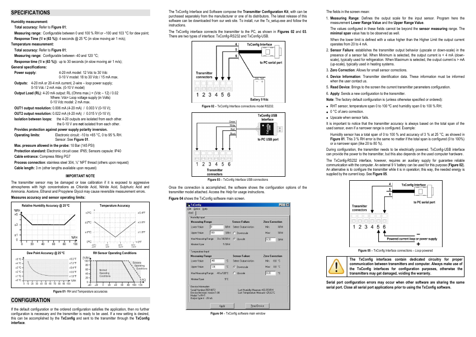 Specifications, Important note, Configuration | NOVUS RHT-P10 User Manual | Page 2 / 2