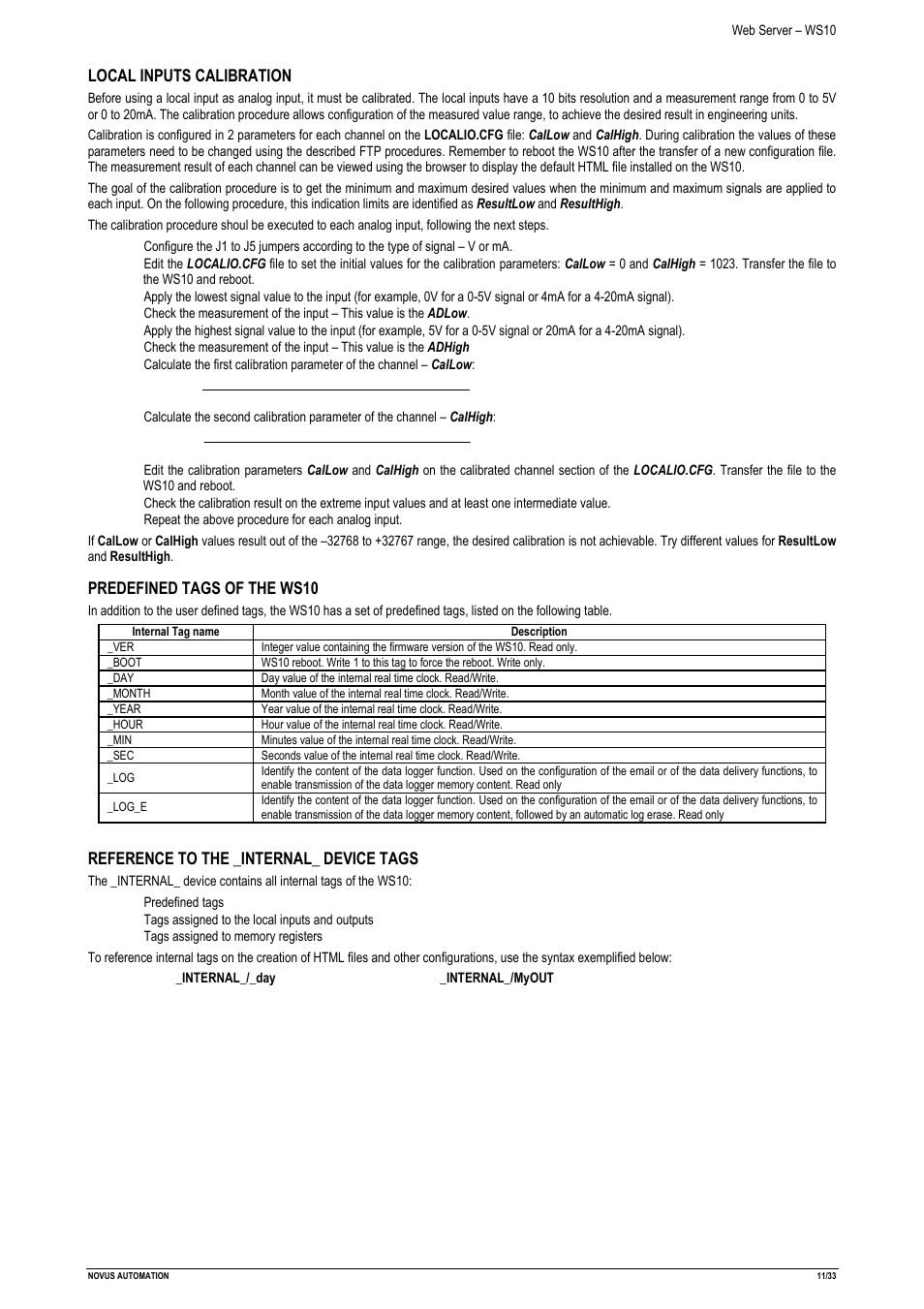 NOVUS Web Server – WS10 User Manual | Page 11 / 33