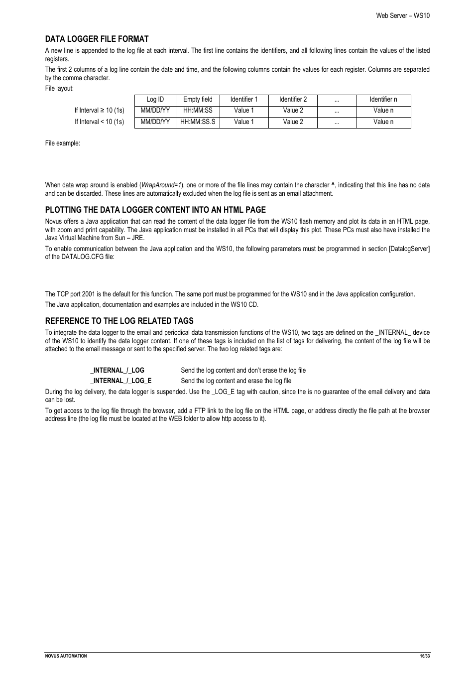 NOVUS Web Server – WS10 User Manual | Page 16 / 33