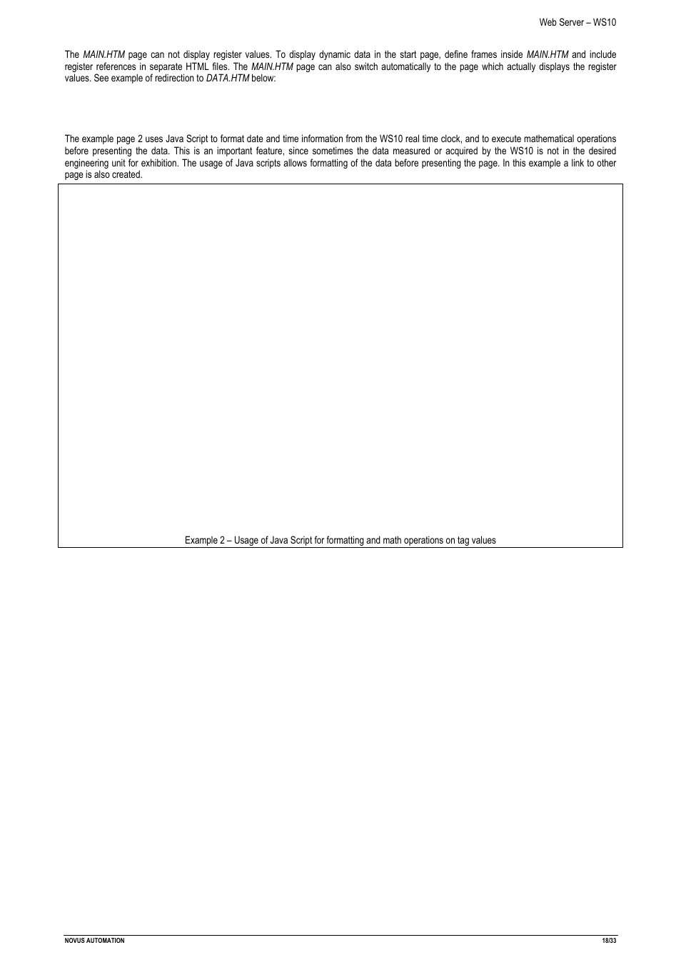 NOVUS Web Server – WS10 User Manual | Page 18 / 33