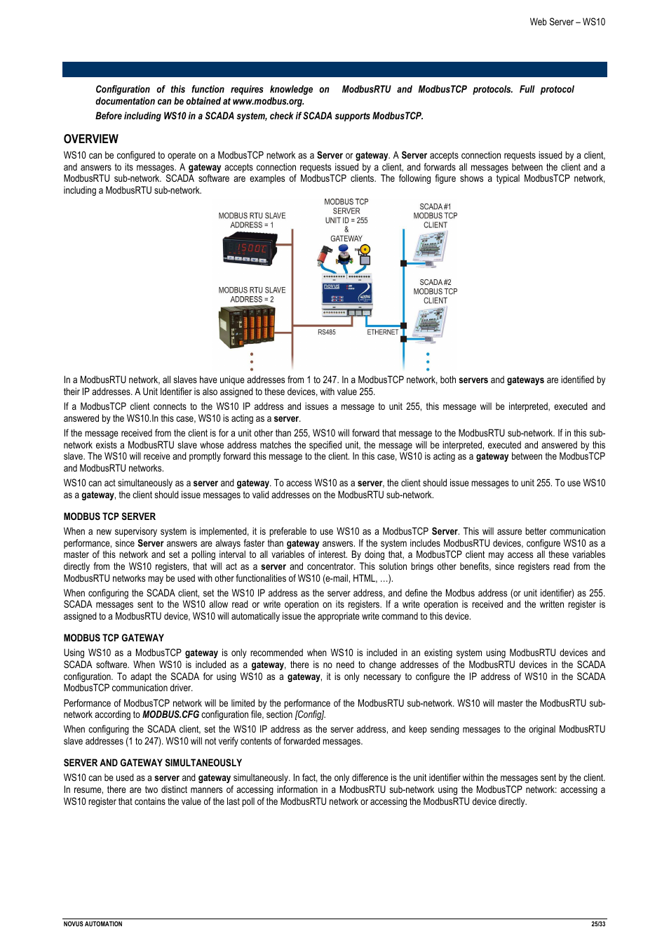 NOVUS Web Server – WS10 User Manual | Page 25 / 33