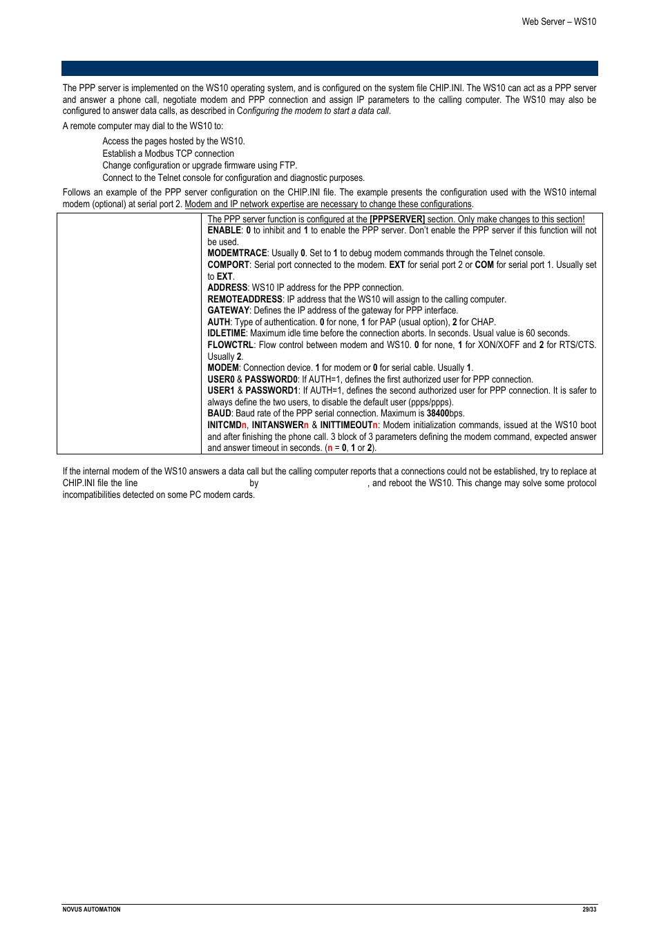 NOVUS Web Server – WS10 User Manual | Page 29 / 33