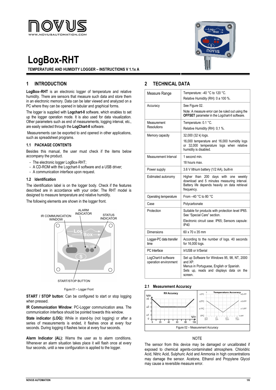 NOVUS LogBox-RHT User Manual | 6 pages
