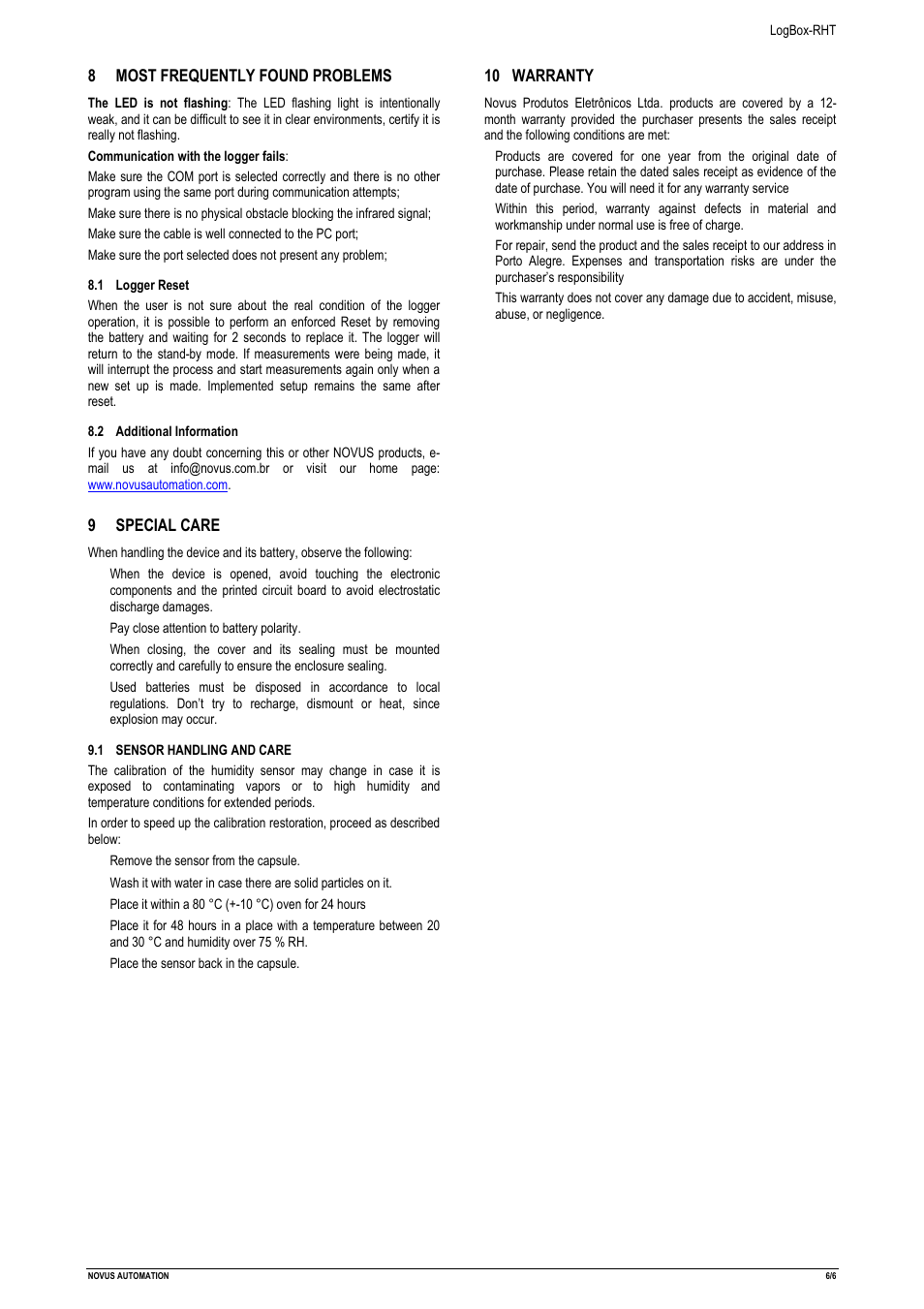 NOVUS LogBox-RHT User Manual | Page 6 / 6