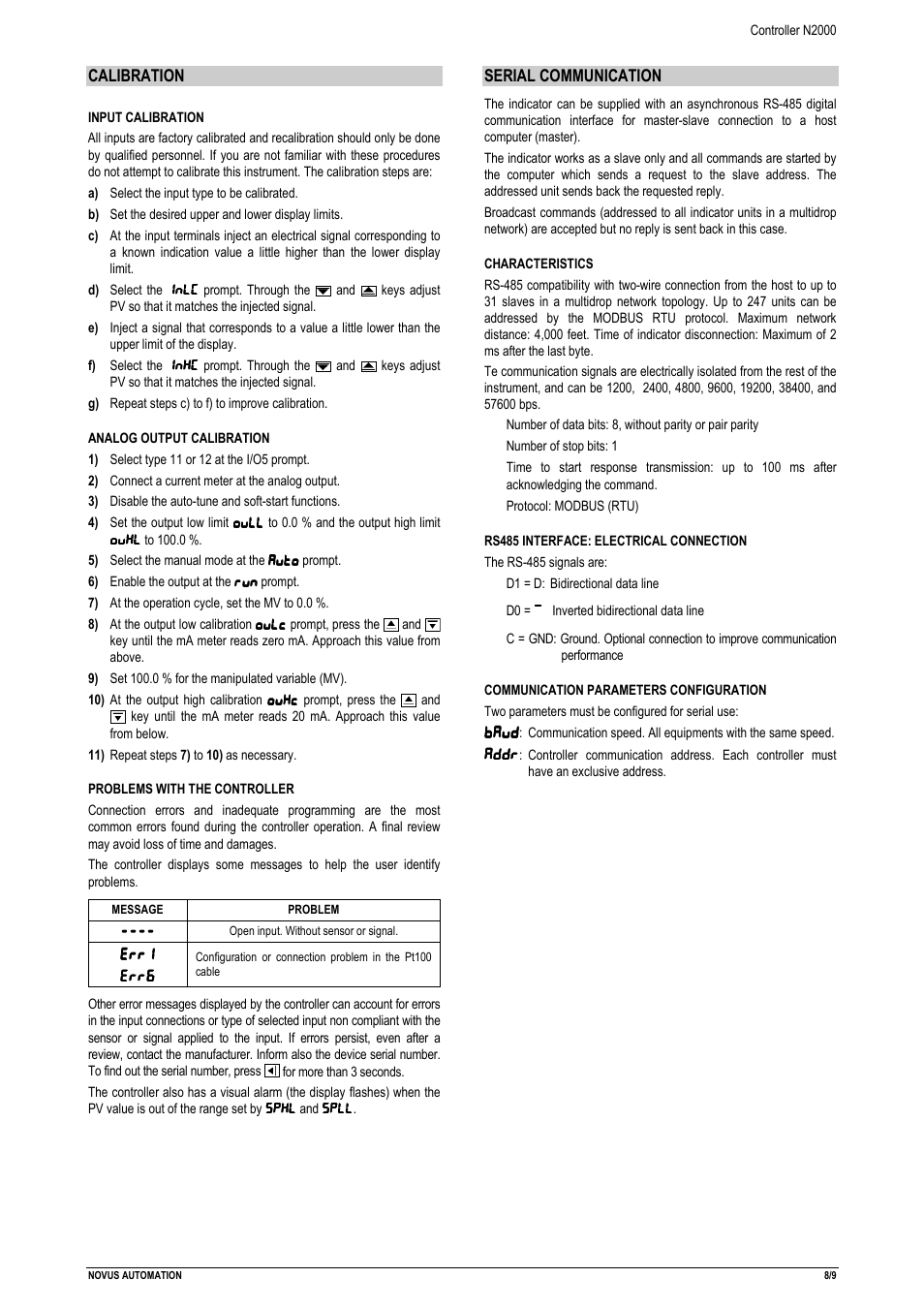 NOVUS Controller N2000 User Manual | Page 8 / 9