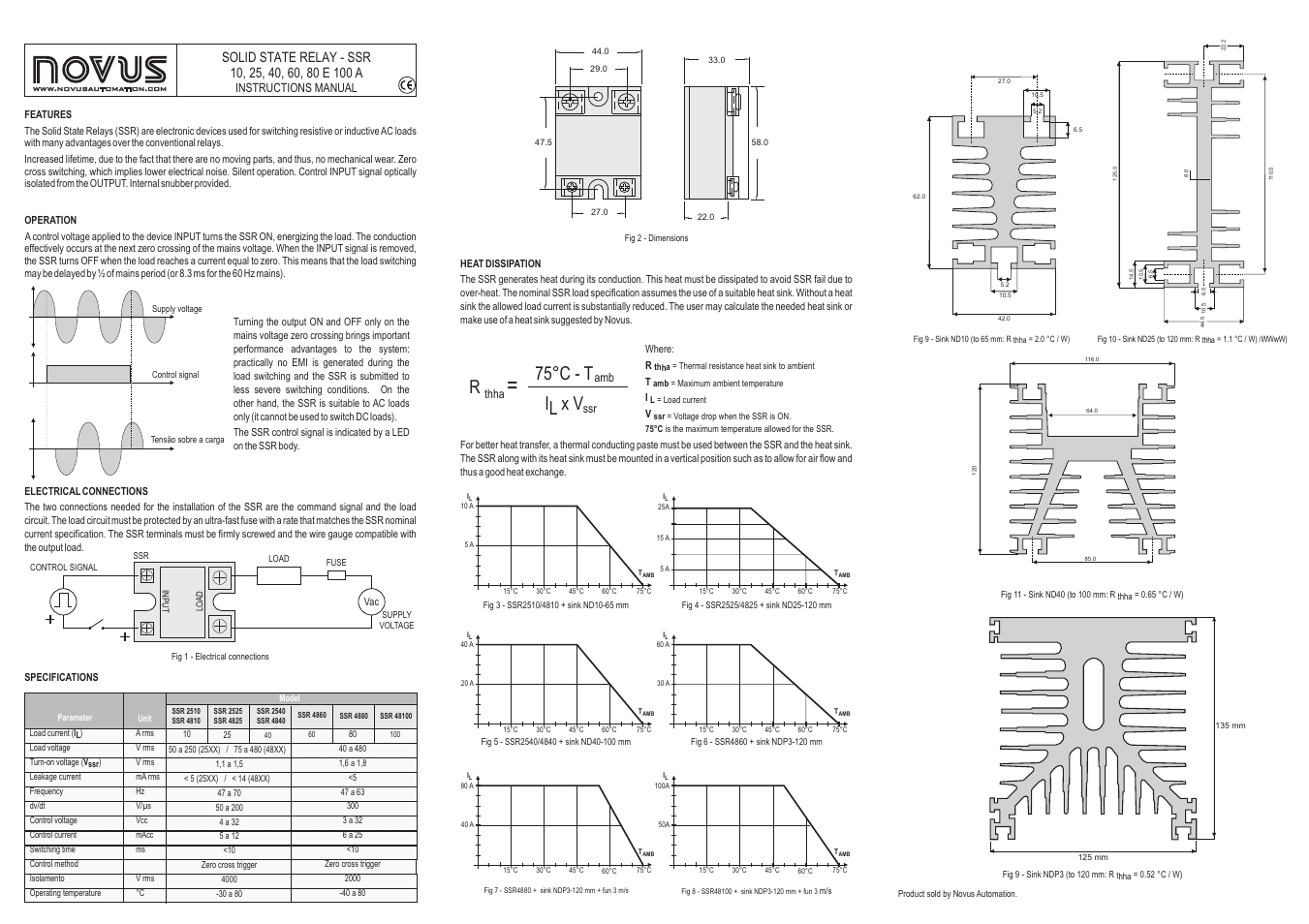 NOVUS SSR10,25,40,60,80E 100 A User Manual | 1 page