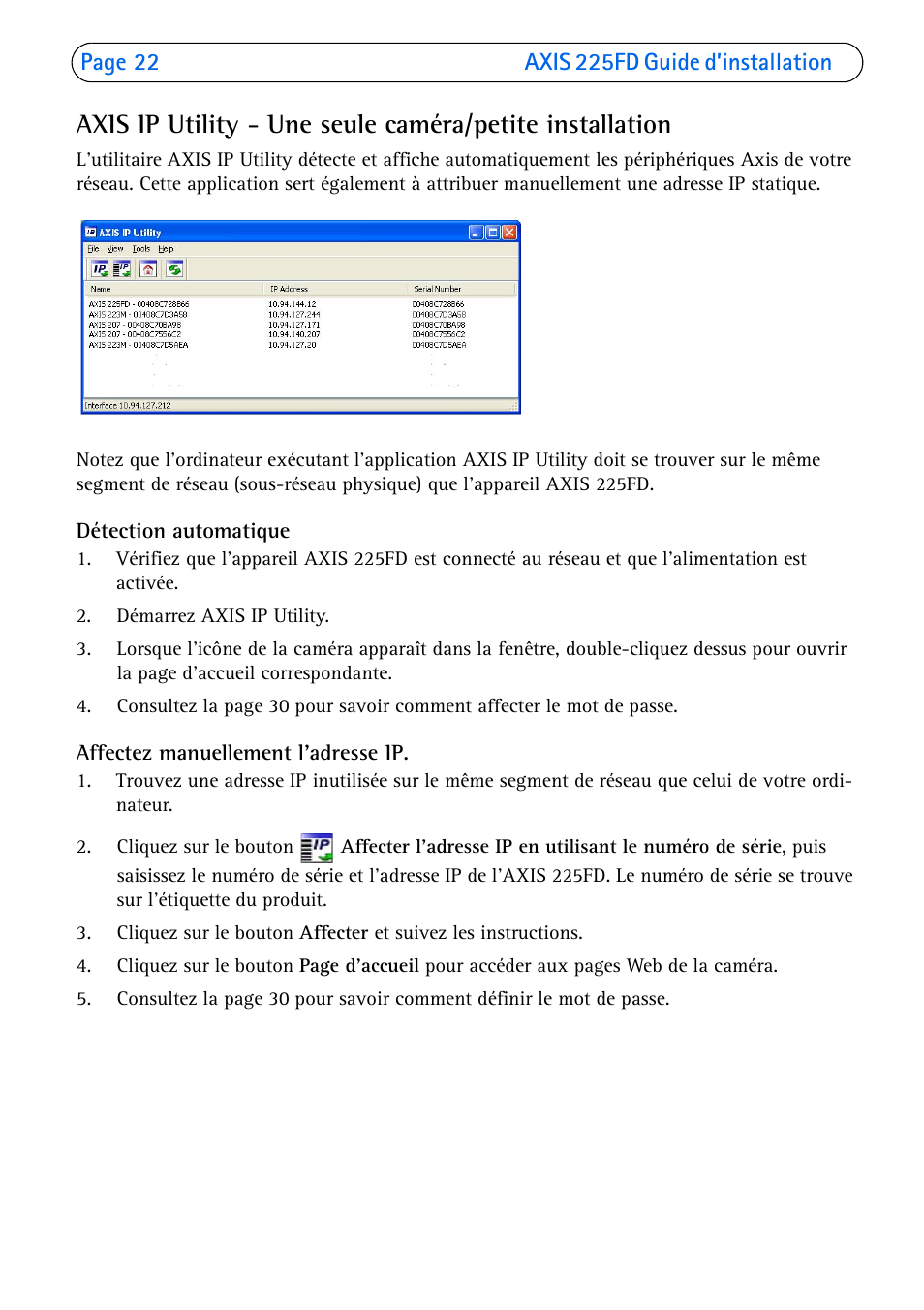 Axis Communications 225FD User Manual | Page 22 / 74