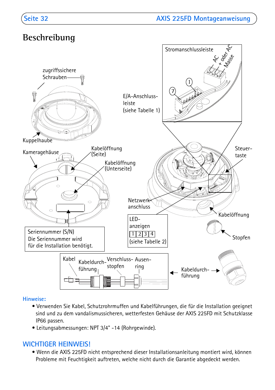 Beschreibung | Axis Communications 225FD User Manual | Page 32 / 74