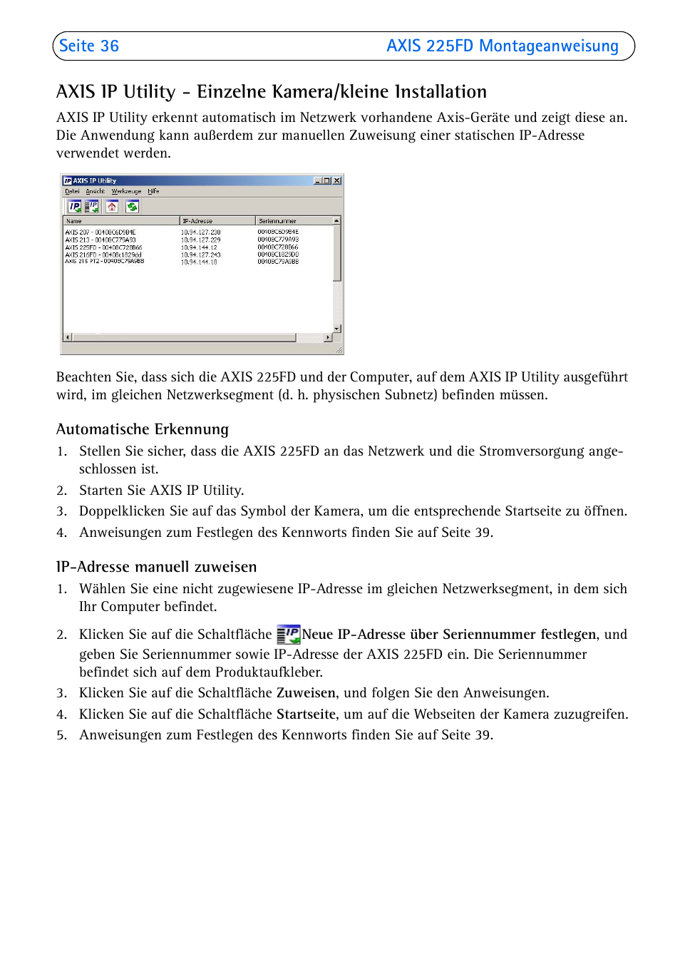 Axis Communications 225FD User Manual | Page 36 / 74