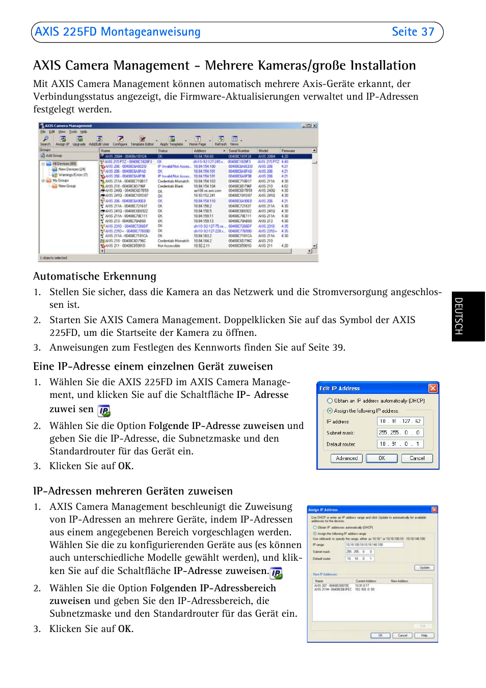 Axis Communications 225FD User Manual | Page 37 / 74