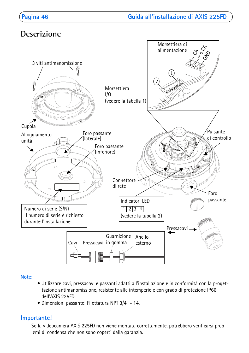Descrizione | Axis Communications 225FD User Manual | Page 46 / 74
