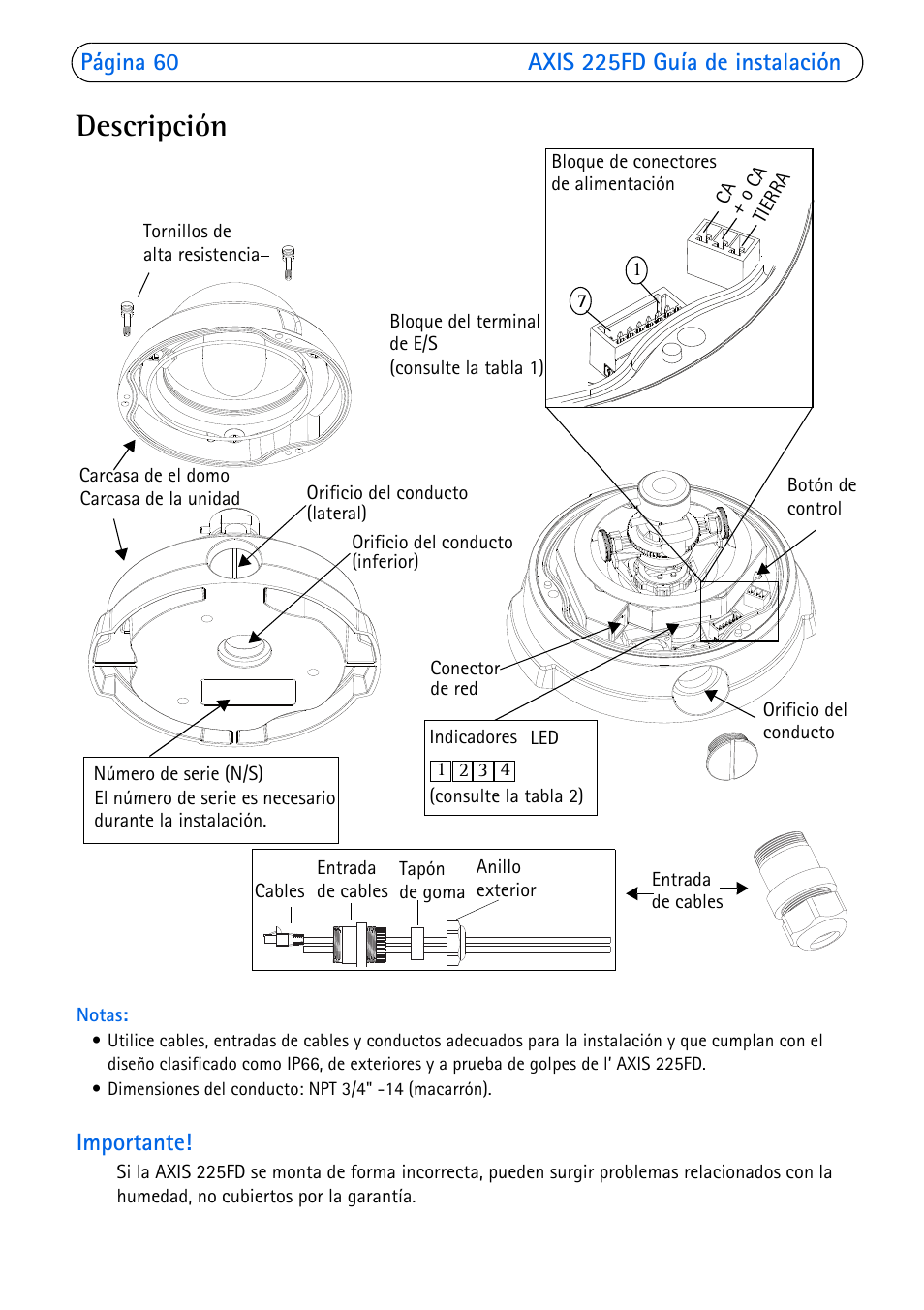 Descripción | Axis Communications 225FD User Manual | Page 60 / 74