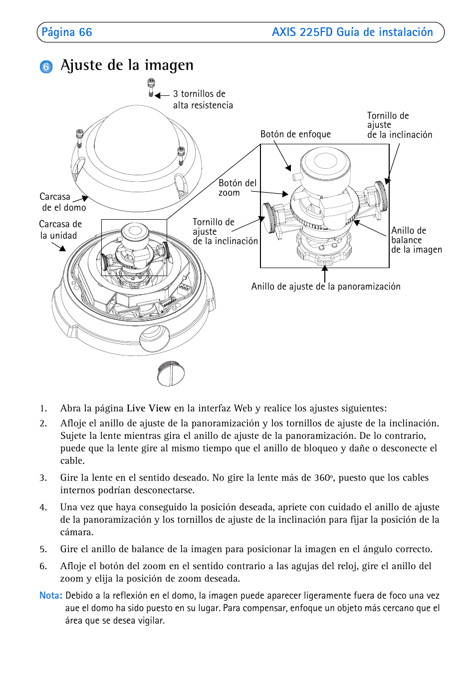 Ajuste de la imagen | Axis Communications 225FD User Manual | Page 66 / 74