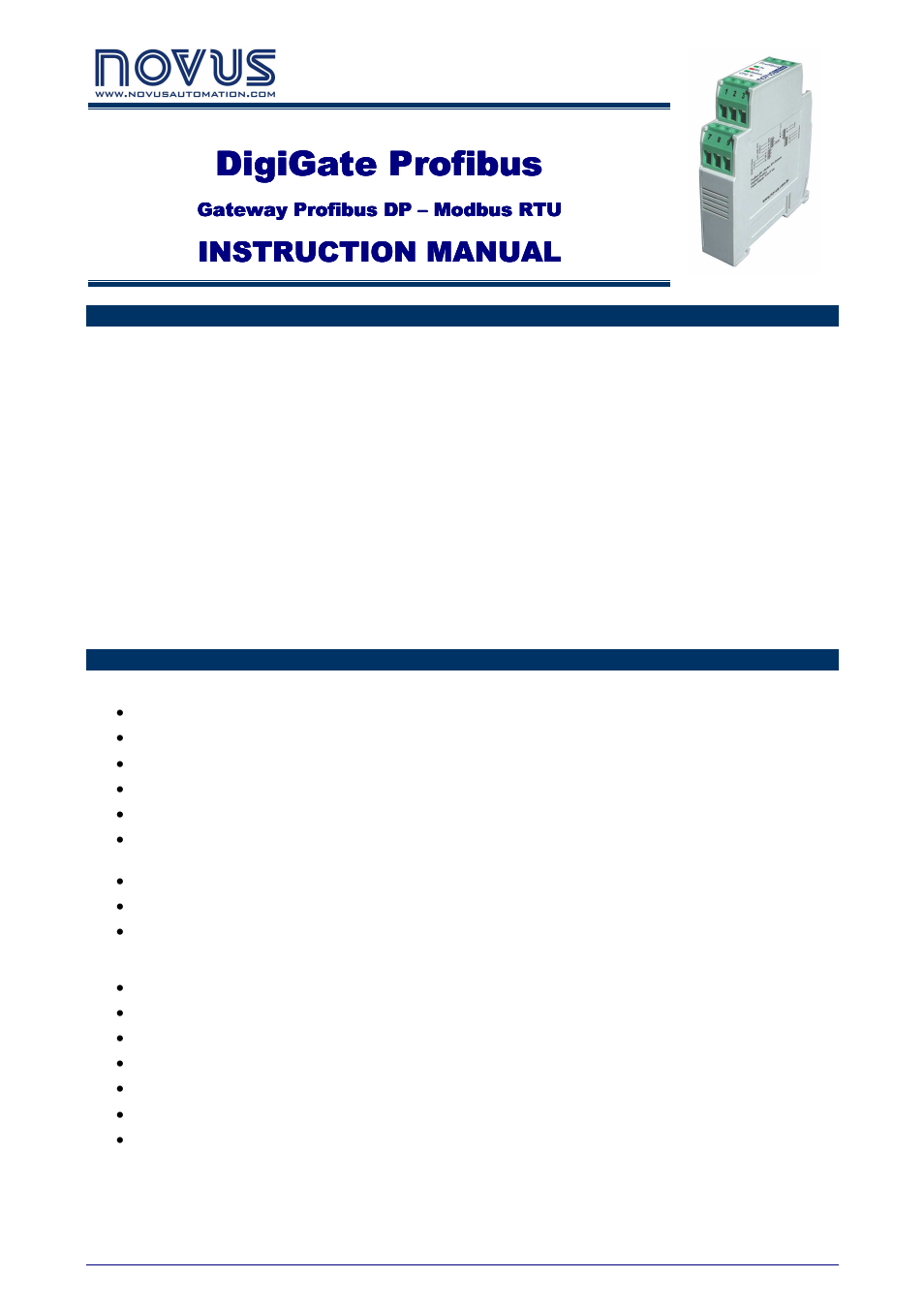 NOVUS DigiGate Profibus User Manual | 10 pages