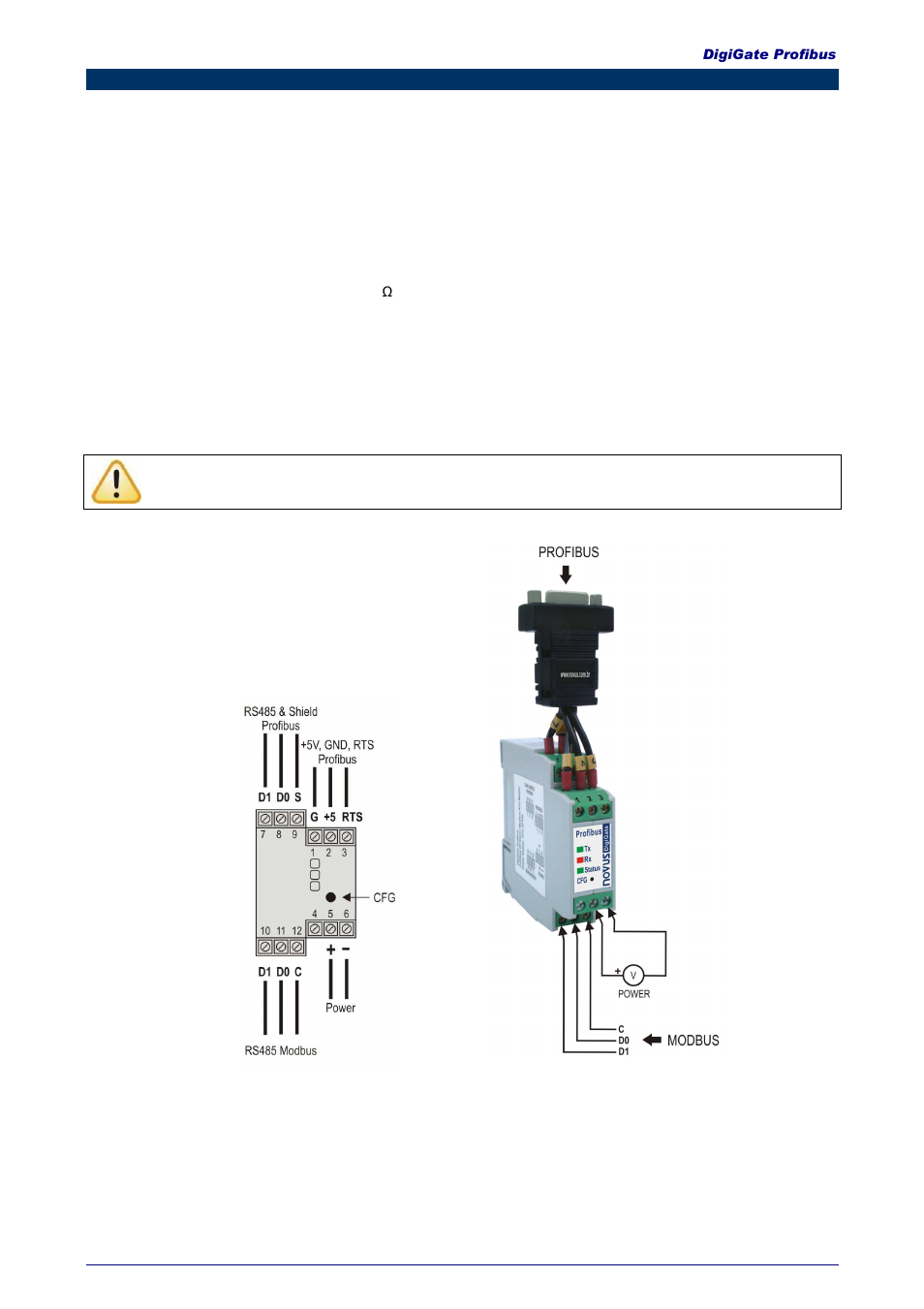 Electrical installation | NOVUS DigiGate Profibus User Manual | Page 3 / 10