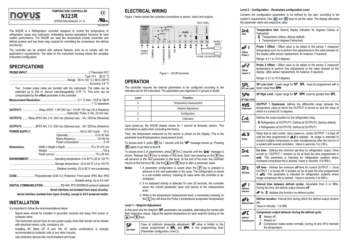 NOVUS N323R User Manual | 2 pages