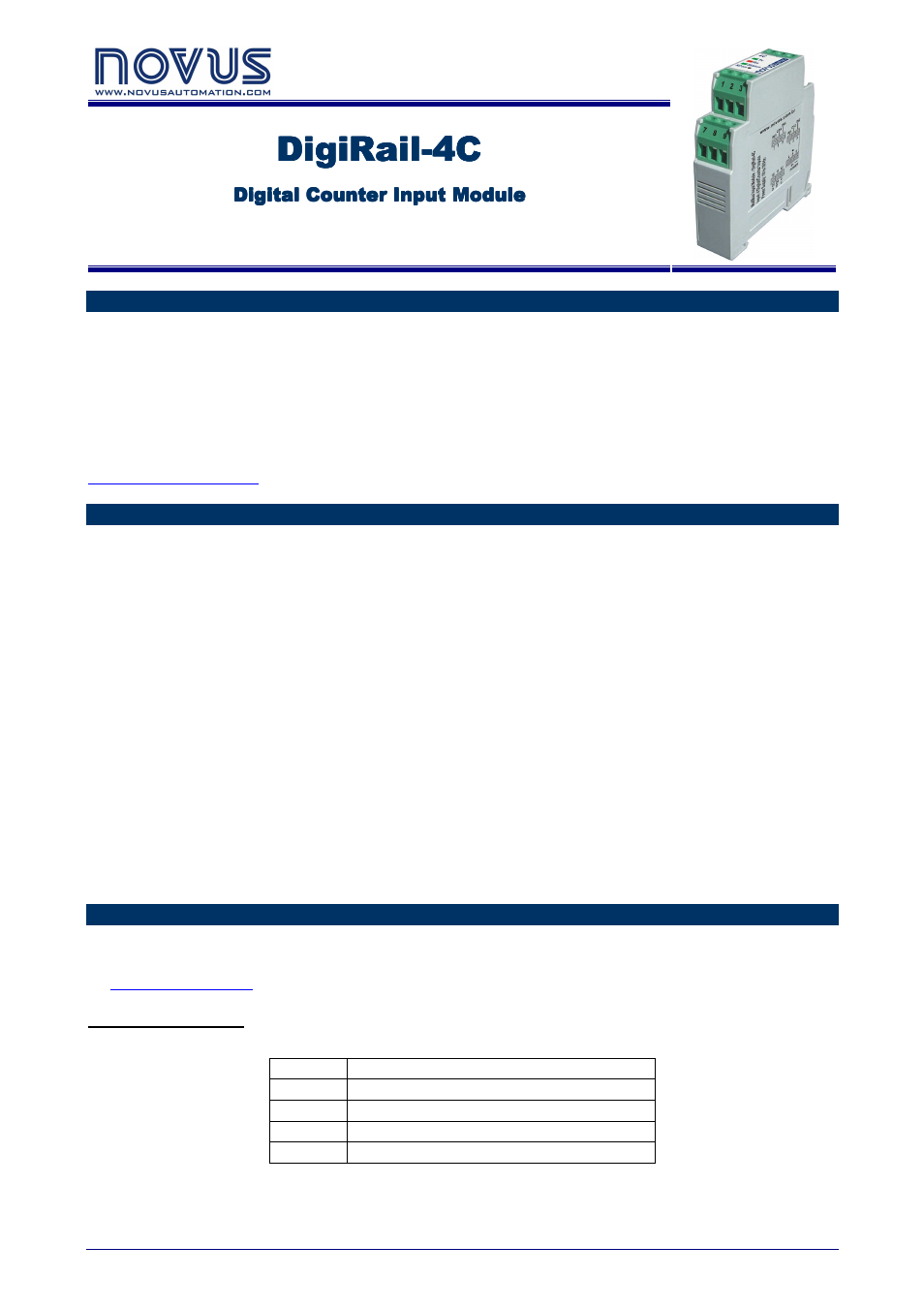 NOVUS DigiRail- DigiRail-4C User Manual | 5 pages