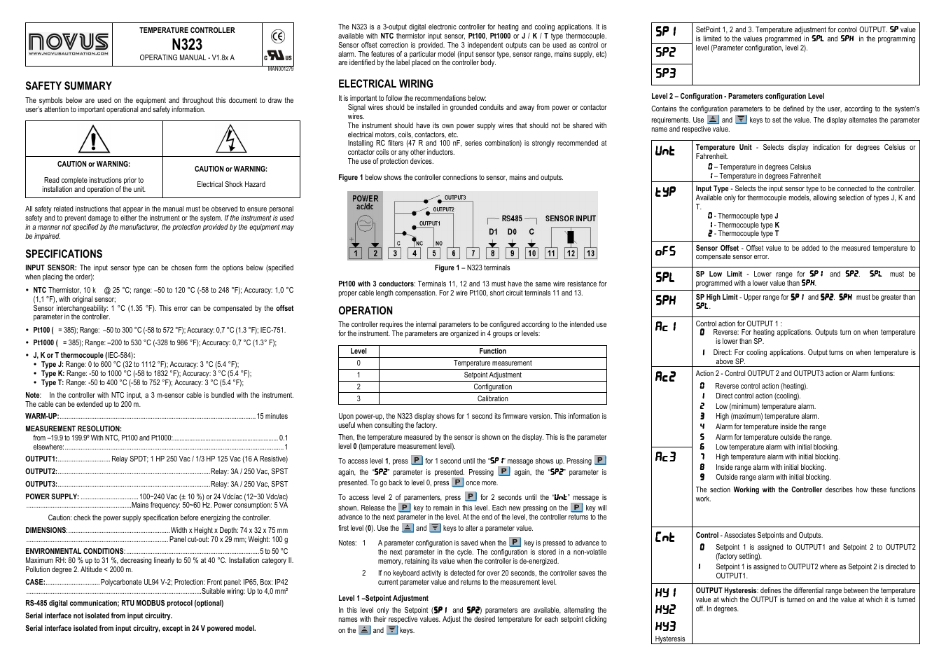 NOVUS N323 User Manual | 2 pages